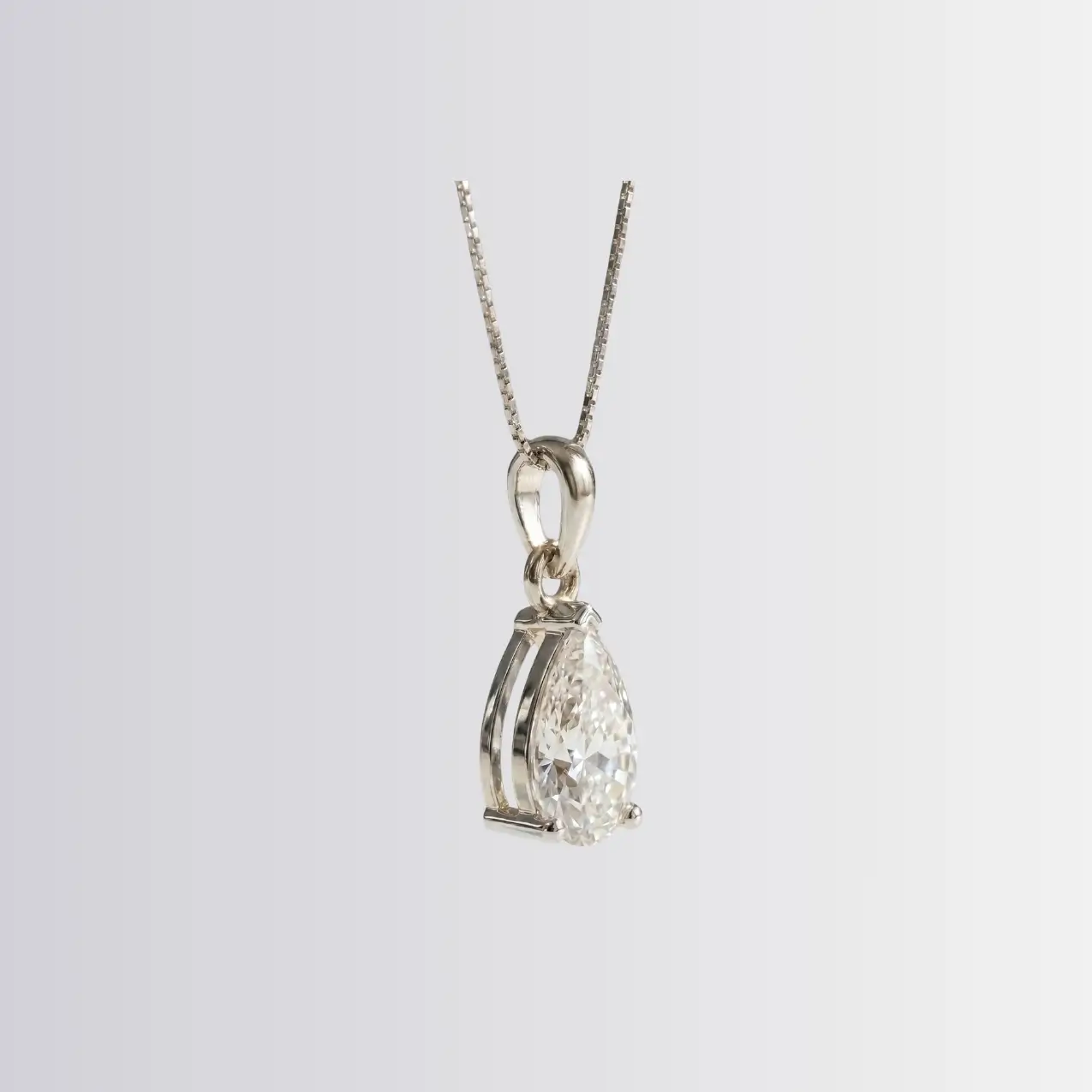 Lab Diamond Pear Solitaire Pendant - Image 2