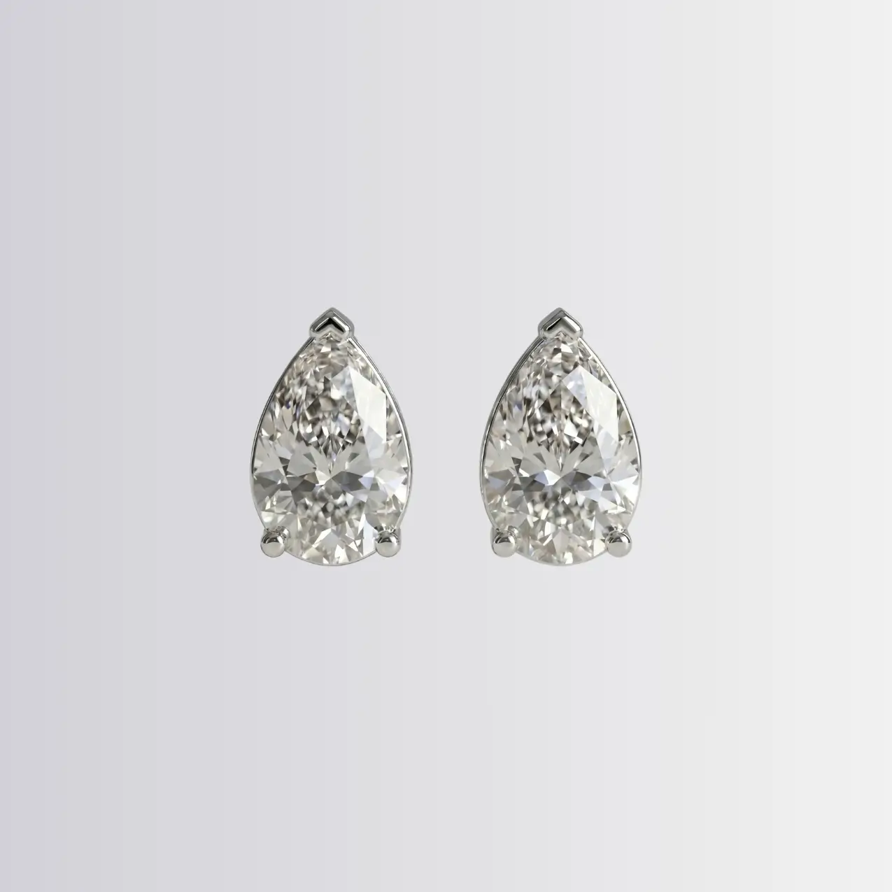 Lab Diamond Pear Solitaire Studs