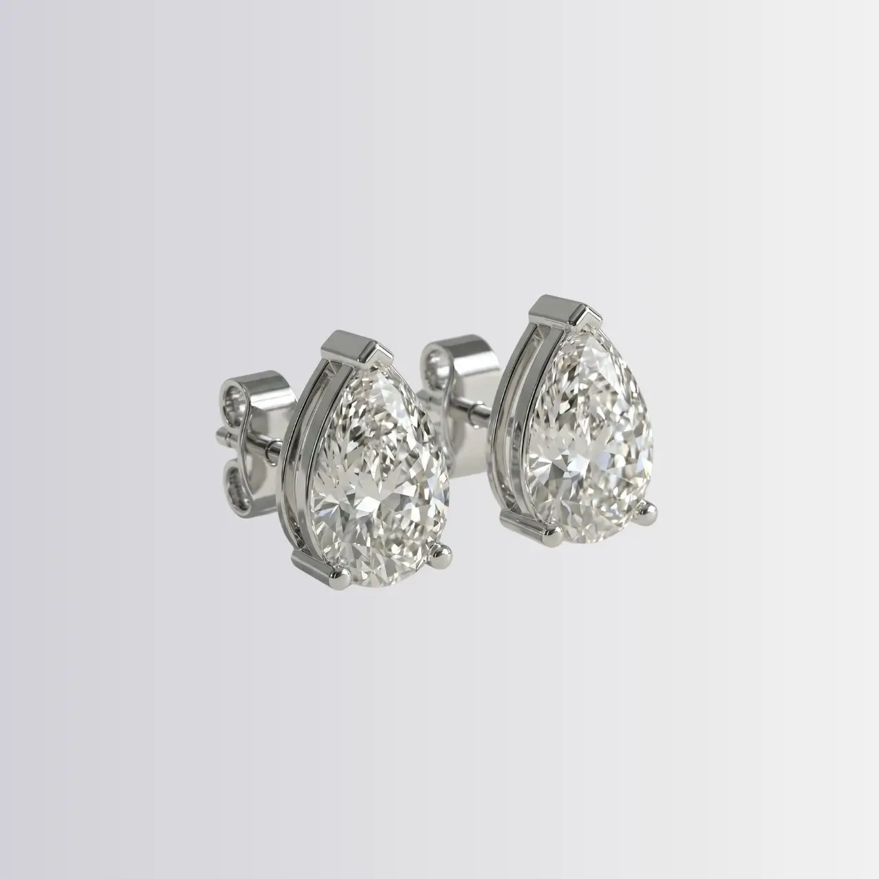 Lab Diamond Pear Solitaire Studs - Image 2