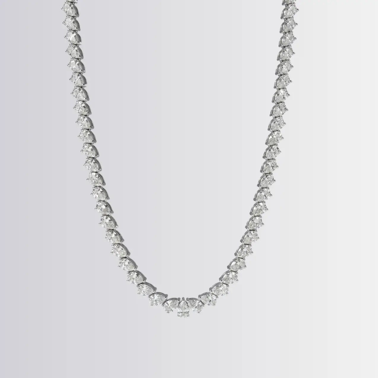 Lab Diamond Pear Tennis Necklace
