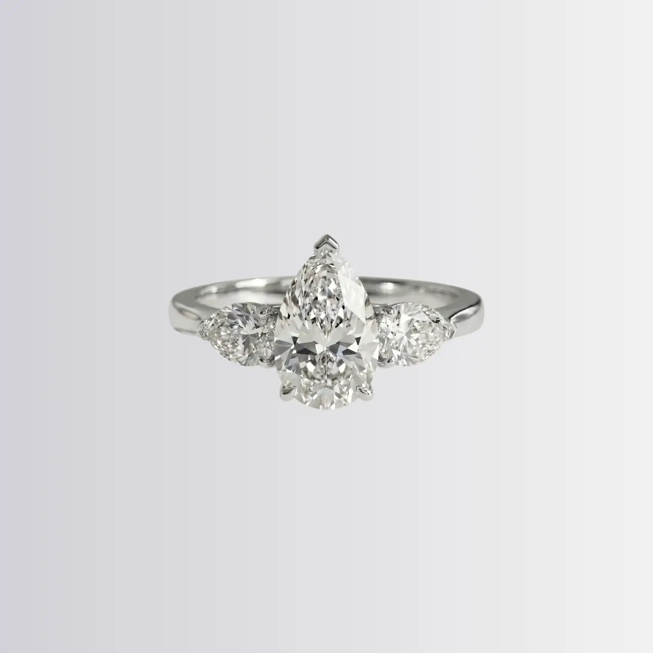 Lab Diamond Pear Trilogy - Pear Engagement Ring