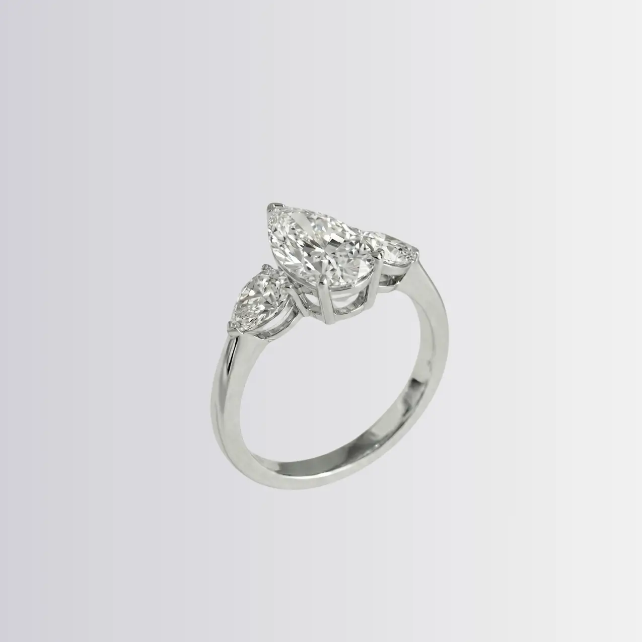 Lab Diamond Pear Trilogy - Pear Engagement Ring - Image 2