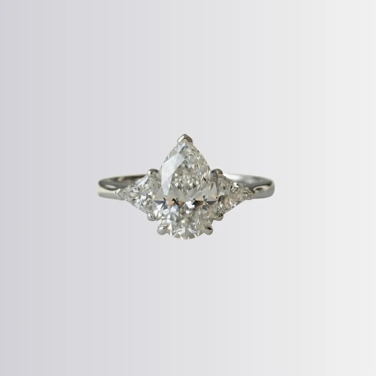 Lab Diamond Pear Trilogy - Trillion Engagement Ring