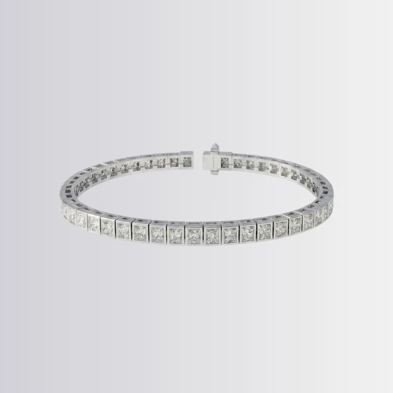 Lab Diamond Princess Bezel Tennis Bracelet