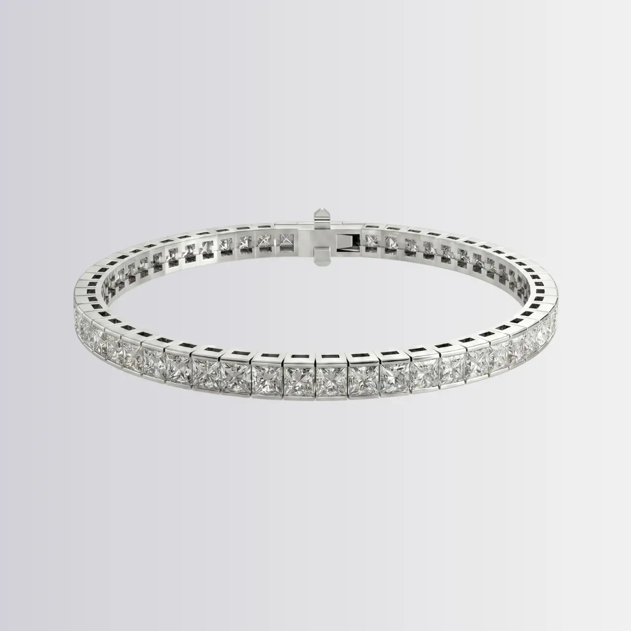 Lab Diamond Princess Half Bezel Tennis Bracelet
