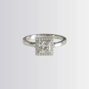 Lab Diamond Princess Halo Engagement Ring