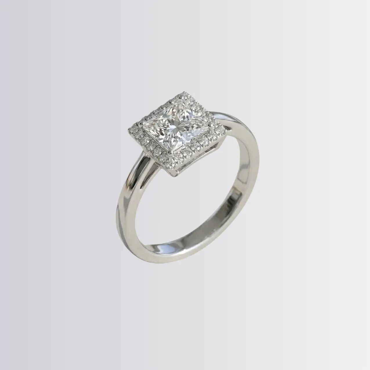 Lab Diamond Princess Halo Engagement Ring - Image 2