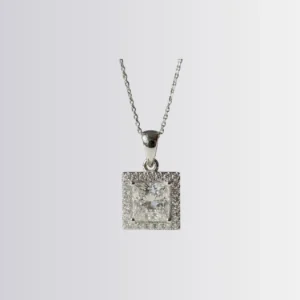 Lab Diamond Princess Halo Pendant