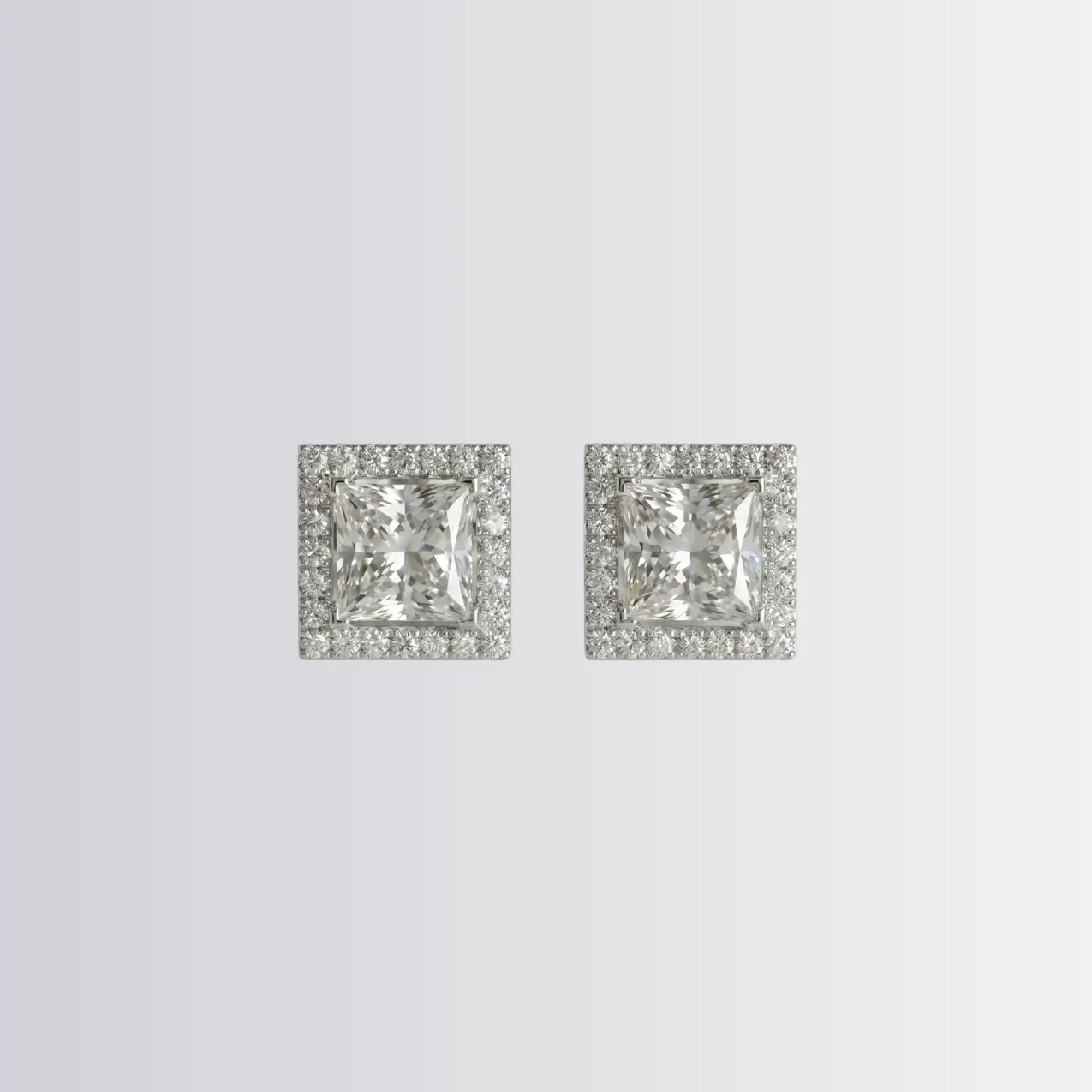 Lab Diamond Princess Halo Studs