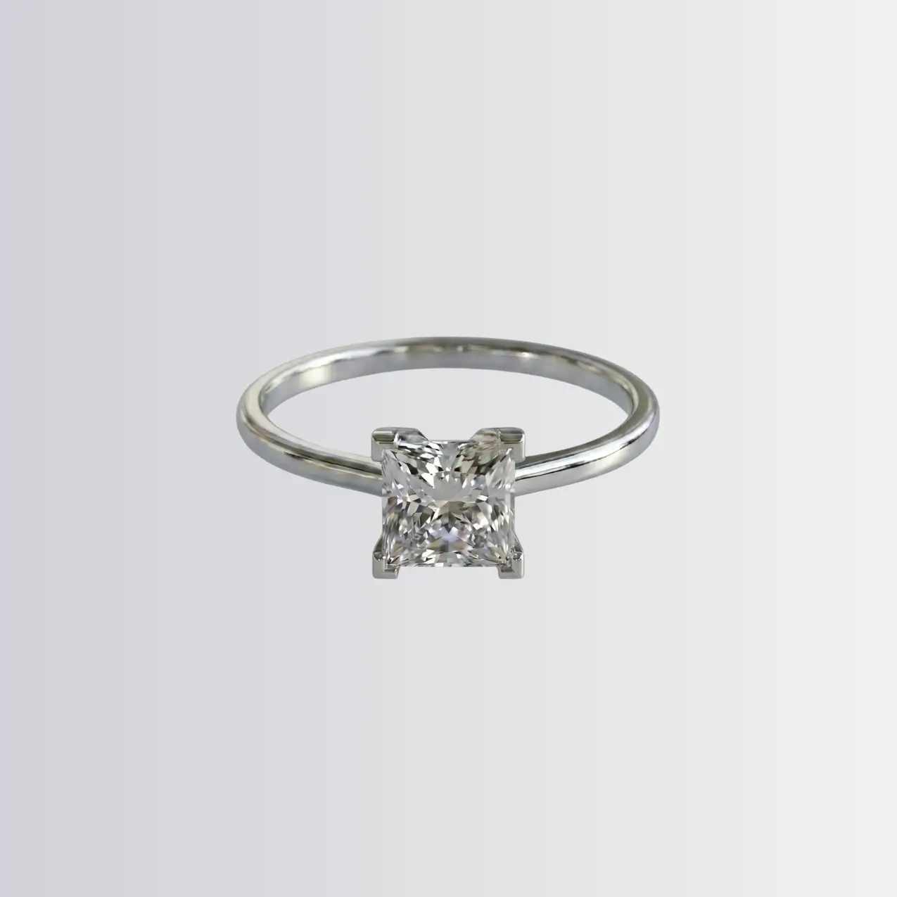 Lab Diamond Princess Solitaire Engagement Ring