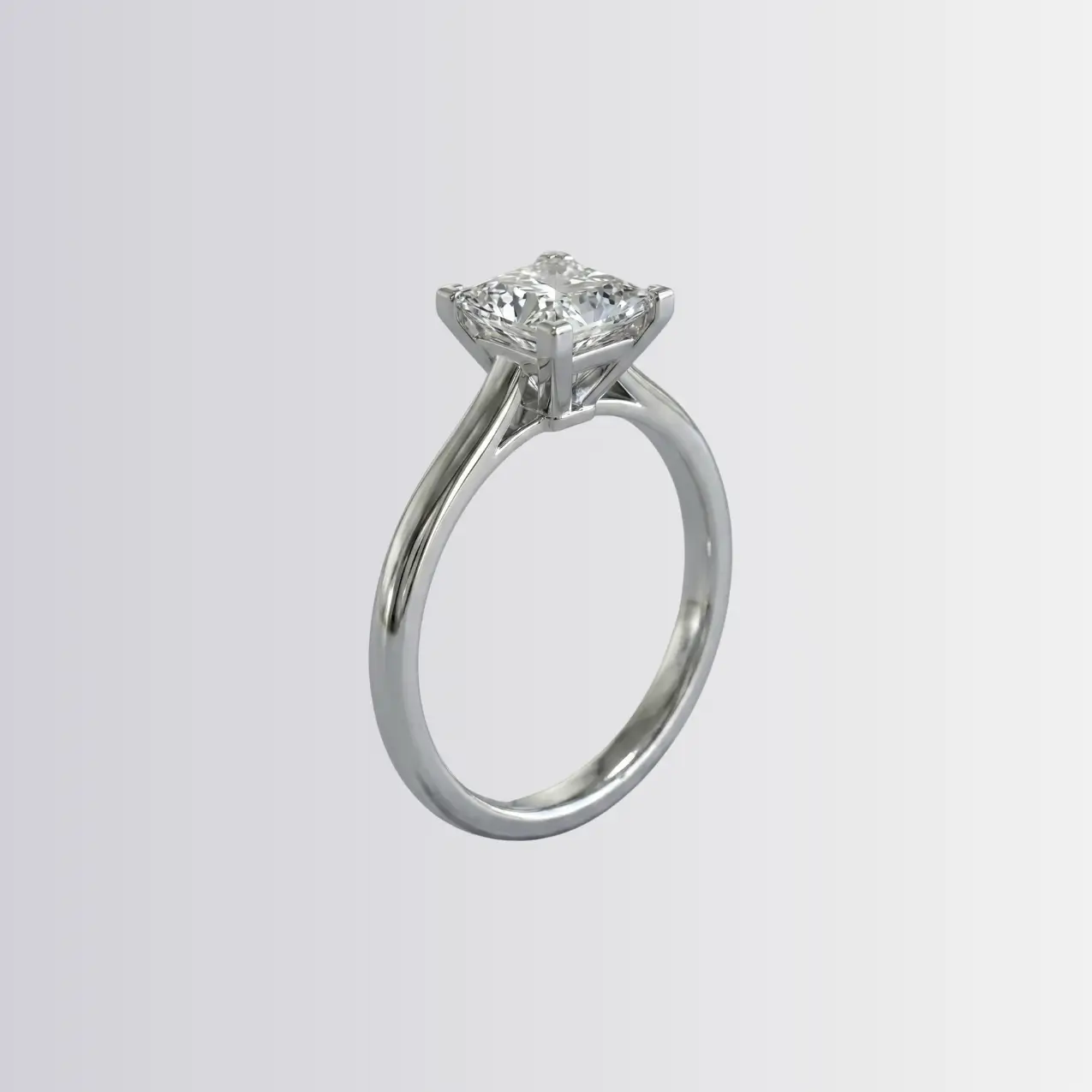 Lab Diamond Princess Solitaire Engagement Ring - Image 2