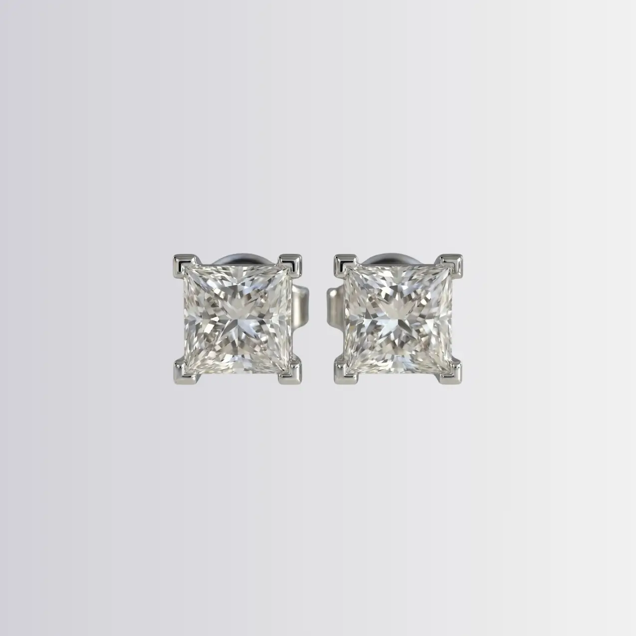 Lab Diamond Princess Solitaire Studs