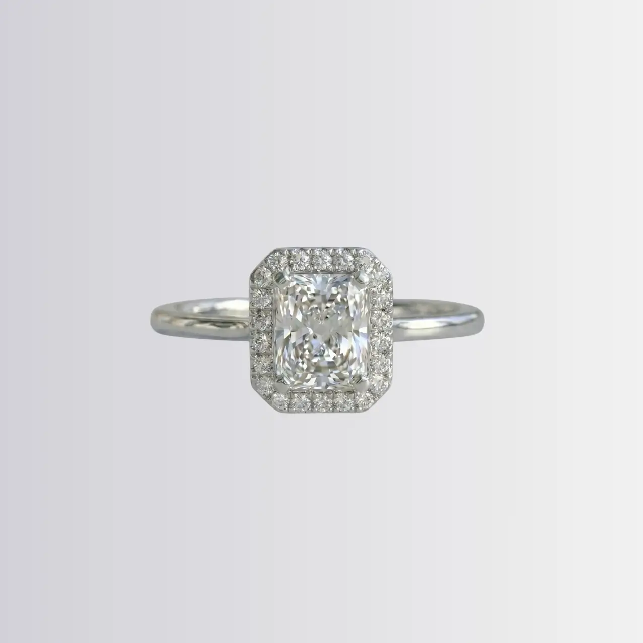 Lab Diamond Radiant Elongated Halo Engagement Ring