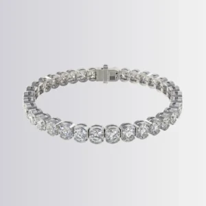 Lab Diamond Round Half Bezel Tennis Bracelet