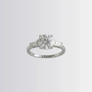 Lab Diamond Round Trilogy - Tapered Baguette Engagement Ring