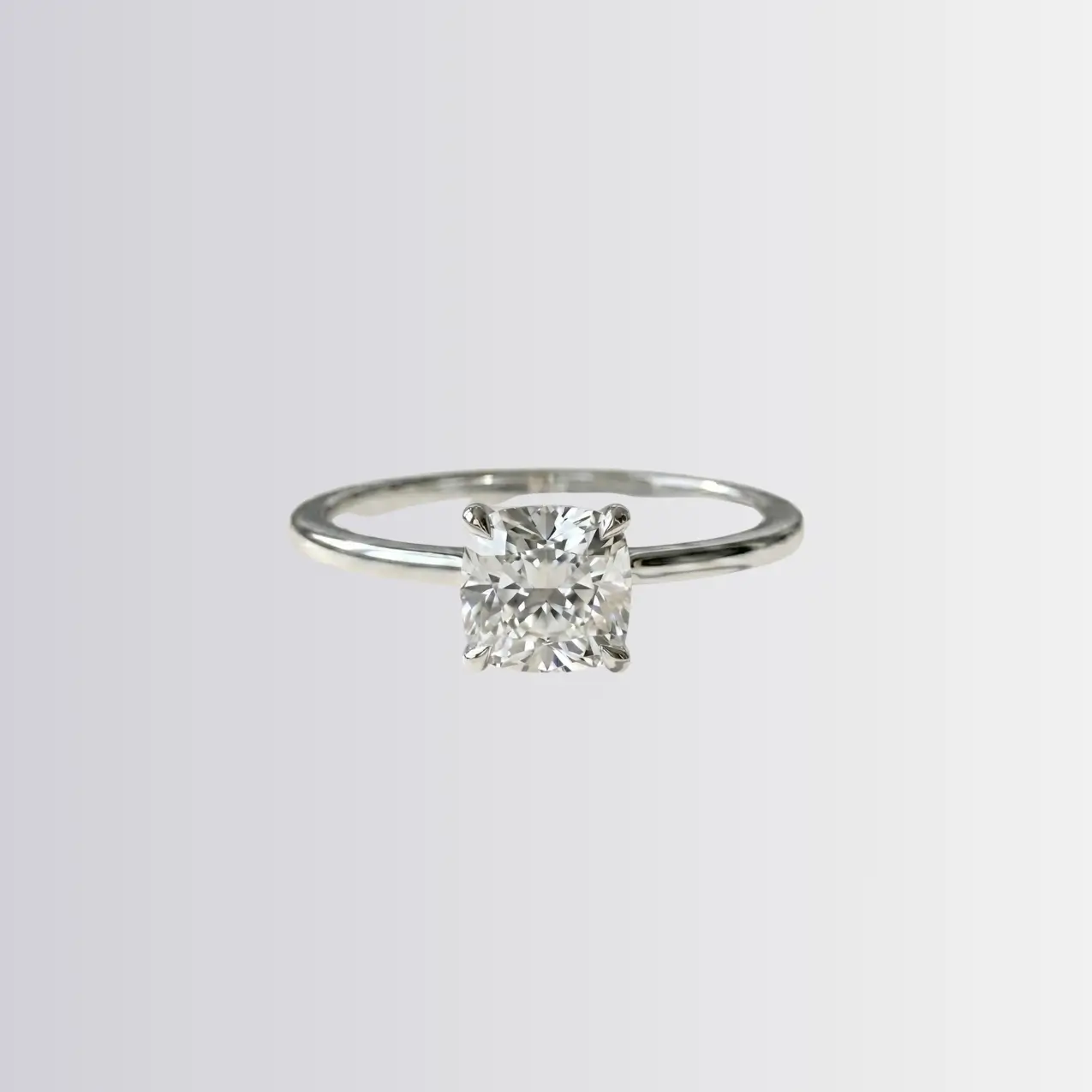 Lab Diamond Cushion Square Solitaire Engagement Ring