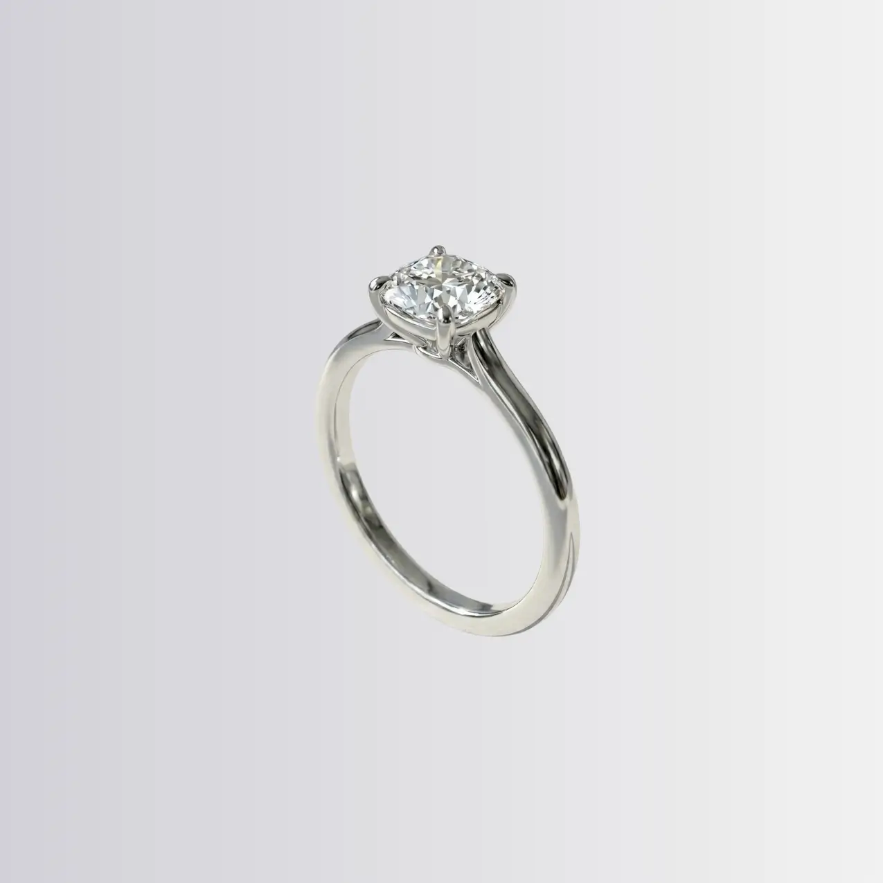 Lab Diamond Cushion Square Solitaire Engagement Ring - Image 2