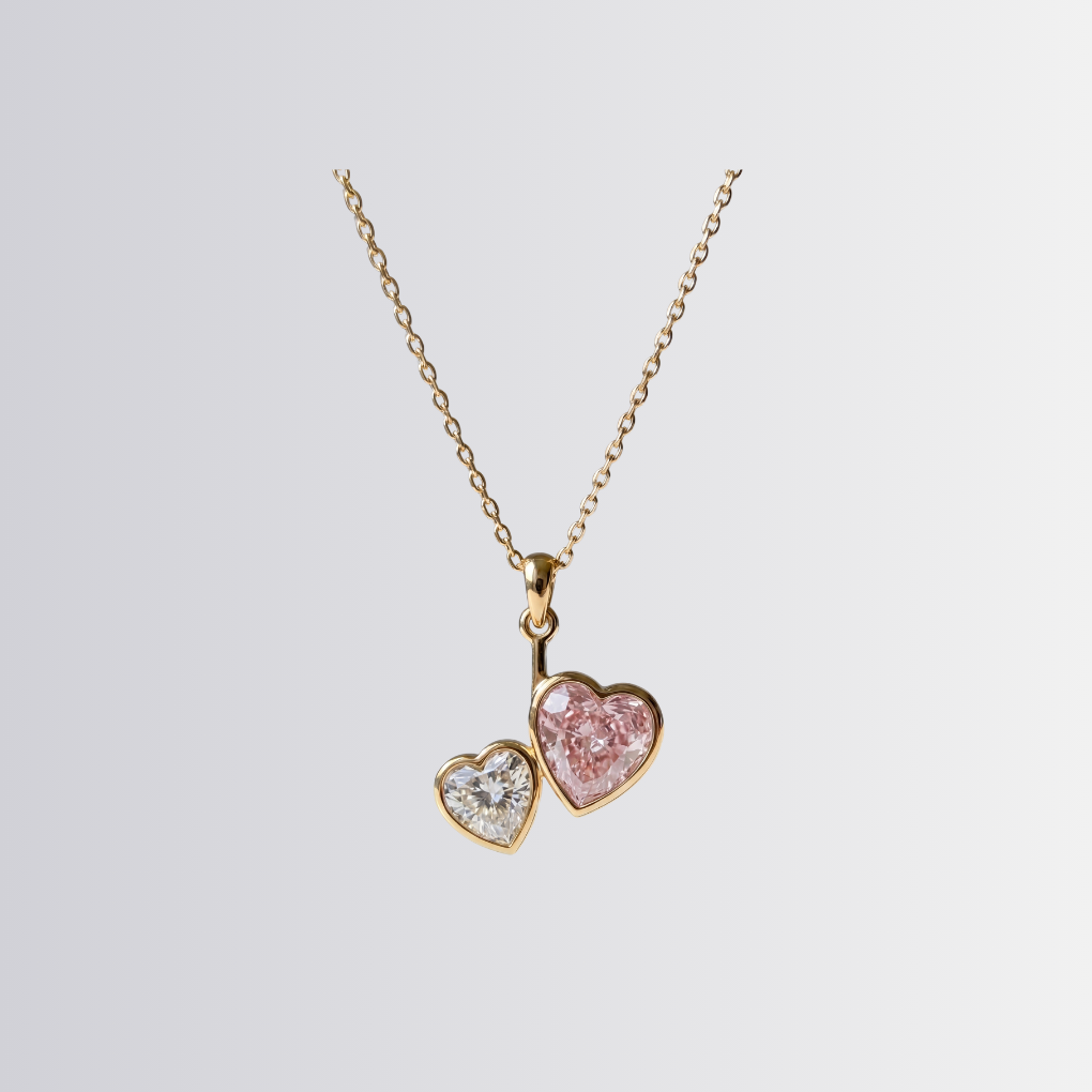 Colored Lab Diamond Twin Hearts Pendant