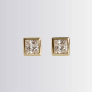 Lab Diamond 2ct Princess Bezel Earrings